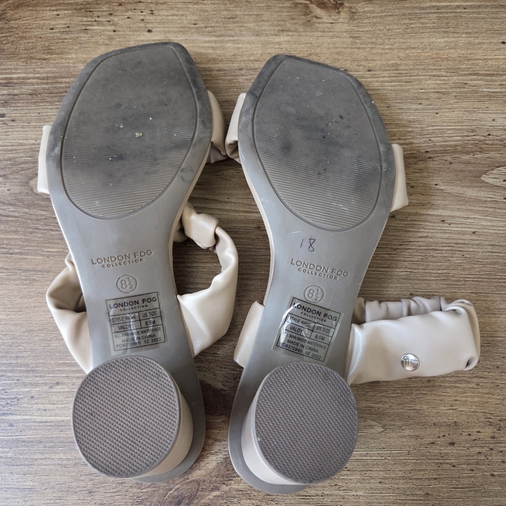 London fog tan chunky summer sandal heels size 8.5 women’s heels - Picture 8 of 9